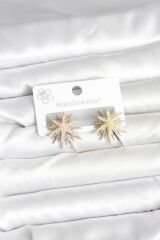 Pirinç Gümüş Renk Kutup Yıldızı Kadın Küpe