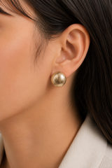316L Çelik Gold Renk Top Model Kadın Küpe