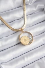 316L Çelik Gold Renk İtalyan Zincir Çeyrek Fanus Model Kadın Kolye