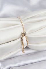 Gold Renk Nazar Model Zirkon Taşlı Asansörlü Su Yolu Bileklik