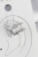 Pirinç Gümüş Renk Zirkon Taşlı Yıldız Model Kadın Kıkırdak Küpe