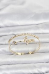 Pirinç Gold Renk Kelebek Model Kadın Bileklik
