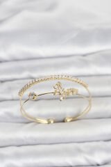 Pirinç Gold Renk Kelebek Model Kadın Bileklik
