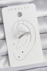 Pirinç Gümüş Renk Zirkon Taşlı Kadın Kıkırdak Model Küpe