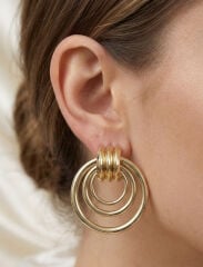 Pirinç Gold Renk Halka Model Vintage Kadın Küpe