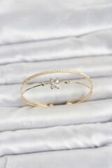 Pirinç Gold Renk Zirkon Taşlı Baget Model Kadın Bileklik