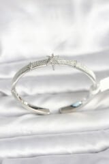 Pirinç Gümüş Renk Kutup Yıldızı Model Kadın Kelepçe Bileklik