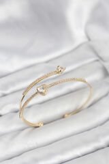 Kalp Model Pirinç Gold Renk Kadın Bileklik