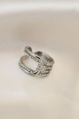 Ayarlamalı Silver Renk Metal Zirkon Taşlı Yüzük