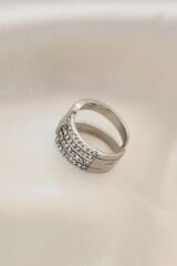 Ayarlamalı Silver Renk Metal Zirkon Taşlı Yüzük