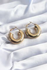 316L Çelik Gold Renk Halka Model Kadın Küpe