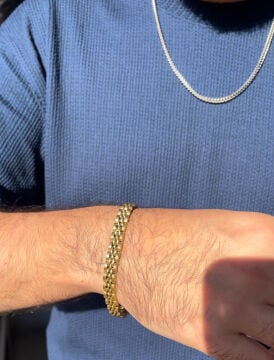 316L Çelik 7 mm Kalınlıkta Gold Renkli Erkek Bileklik