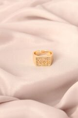 Gold Renk Metal Punta Zirkon Taşlı Ayarlanabilir Kadın Yüzük