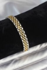 316L Çelik 9 mm Kalınlıkta Gold ve Gümüş Renkli Erkek Bileklik