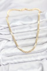 Pirinç Gold Renk Yassı Zincir Kadın Kolye