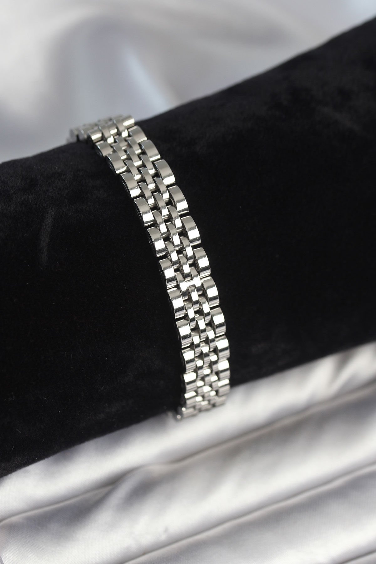 316L Çelik 9 mm Kalınlıkta Gümüş Renkli Erkek Bileklik