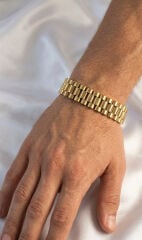 316L Çelik Gold Renk 12 mm Kalınlık Erkek Bileklik