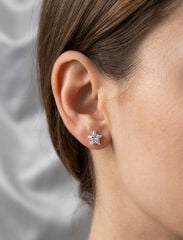 316L Çelik Gümüş Renk Zirkon Taşlı Yıldız Model Kadın Küpe Seti