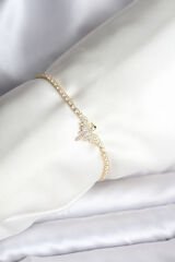 Anka Kuşu Model Zirkon Taşlı Gold Renk Pirinç Su Yolu Kadın Bileklik