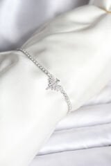 Anka Kuşu Model Zirkon Taşlı Gümüş Renk Pirinç Su Yolu Kadın Bileklik