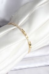 Renkli Yıldız Model Zirkon Taşlı Gold Renk Pirinç Su Yolu Kadın Bileklik