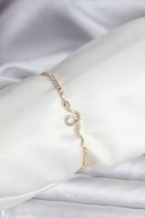 Yılan Model Zirkon Taşlı Gold Renk Pirinç Su Yolu Kadın Bileklik