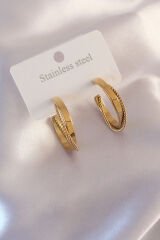 Çelik Gold Renk Sarmal Model Kadın Küpe