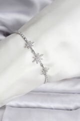 Kutup Yıldızı Model Zirkon Taşlı Gümüş Renk Su Yolu Kadın Bileklik